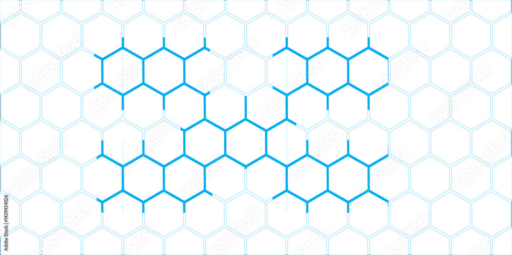 Naklejka premium Abstract blue geometric hexagonal pattern with a 3D mesh texture and seamless design