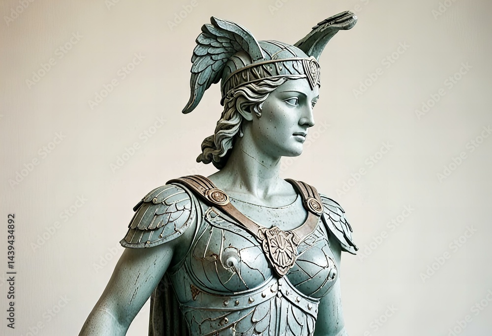 Stunning Statue of a valkyrie, isolated against a white background. Stunning Statue of a valkyrie, isolated against a white background.