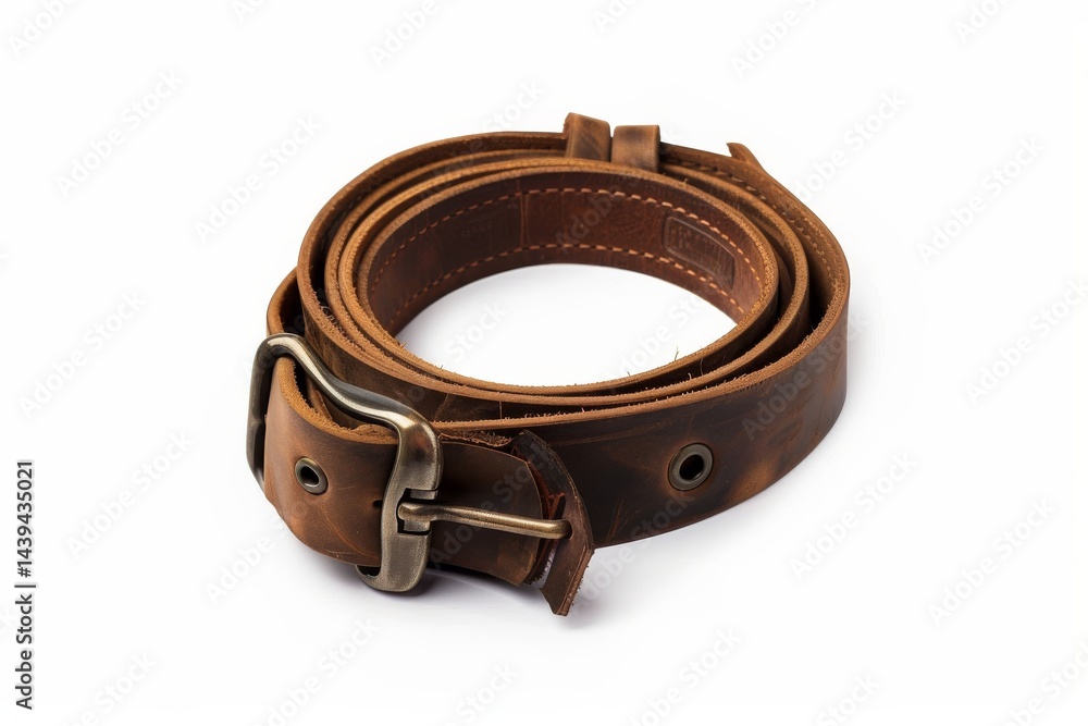 Obraz premium Everyday Elegance: Classic Leather Belt Isolated On White Background.