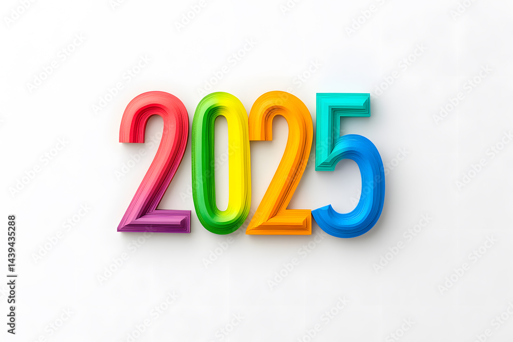 LGBT Pride Month in June 2025. Text 2025 with a rainbow colors