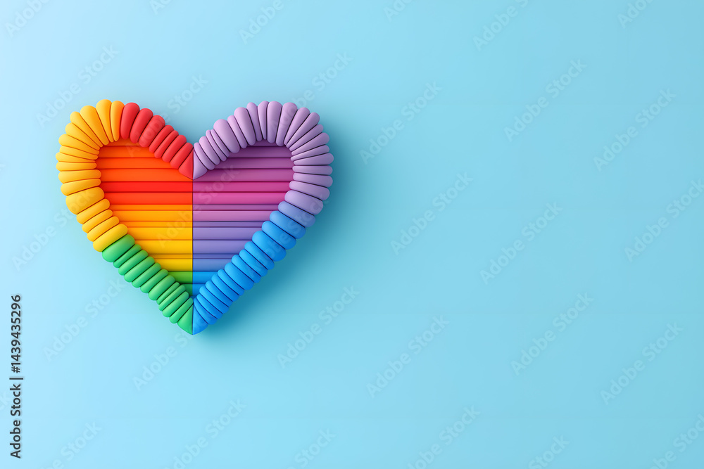 LGBT Pride Month in June 2025. Rainbow heart - Symbol of Pride Month