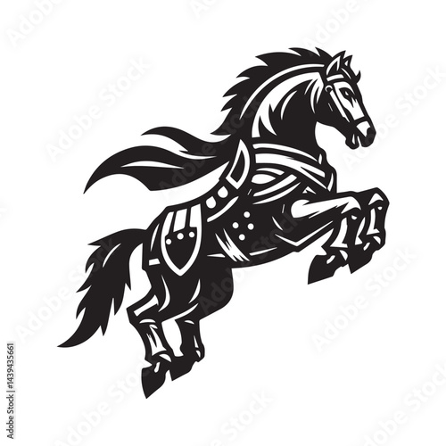 Armored War Horse Logo Design – Modern Knight Horse Illustration