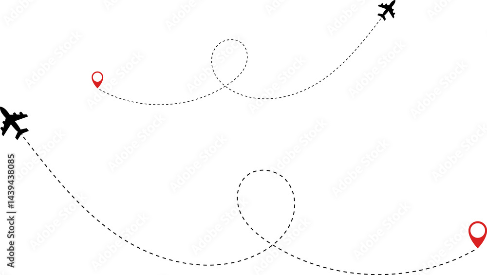 Route icon - two points with dotted path and location pin. Route location icon two pin sign and dotted line. Travel icon. Travel from start point and dotted line tracing. Route icon - two points with dotted path and location pin. Route location icon two pin sign and dotted line. Travel icon. Travel from start point and dotted line tracing.