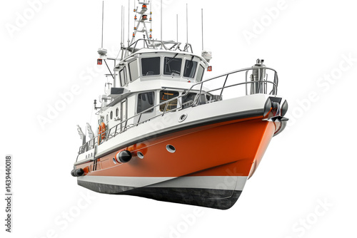 Oceanic Guardian: Coast Guard Cutter Isolated On White Background.