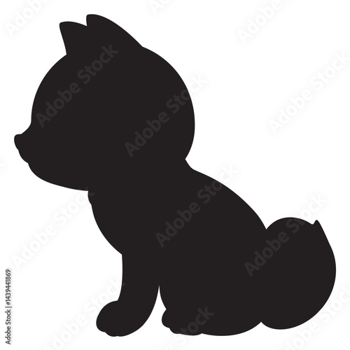 お座りした横向きの柴犬のシルエット