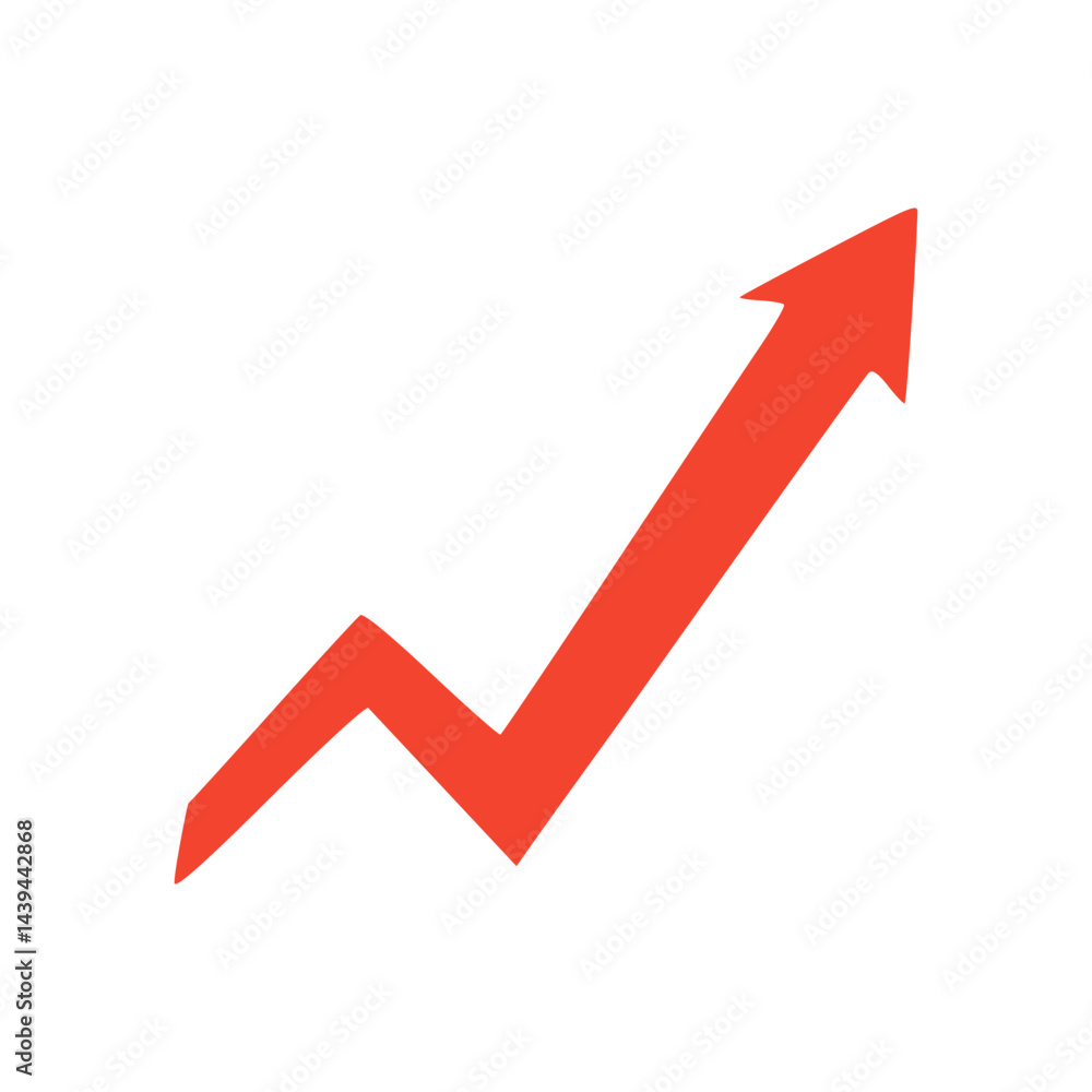 Growing business red arrow on white, Profit red arrow, Vector illustration.Business concept, growing chart. Concept of sales symbol icon with arrow moving up. Economic Arrow With Growing Trend. Growing business red arrow on white, Profit red arrow, Vector illustration.Business concept, growing chart. Concept of sales symbol icon with arrow moving up. Economic Arrow With Growing Trend.