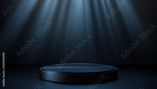 Dark podium with spotlight
