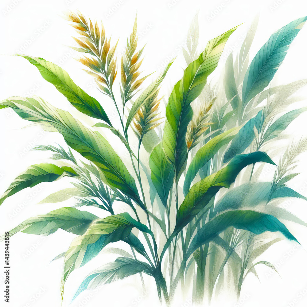 Fototapeta premium Tropical plant in Japanese watercolor style 
