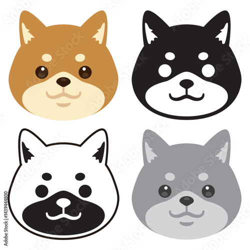 柴犬の顔アイコンセット