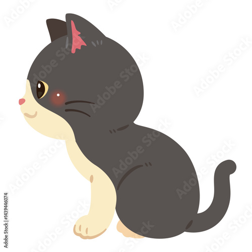 お座りした猫の横向きイラスト