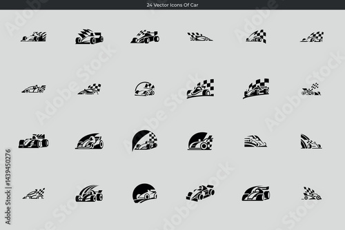 Collection of black and white formula car logos racing theme