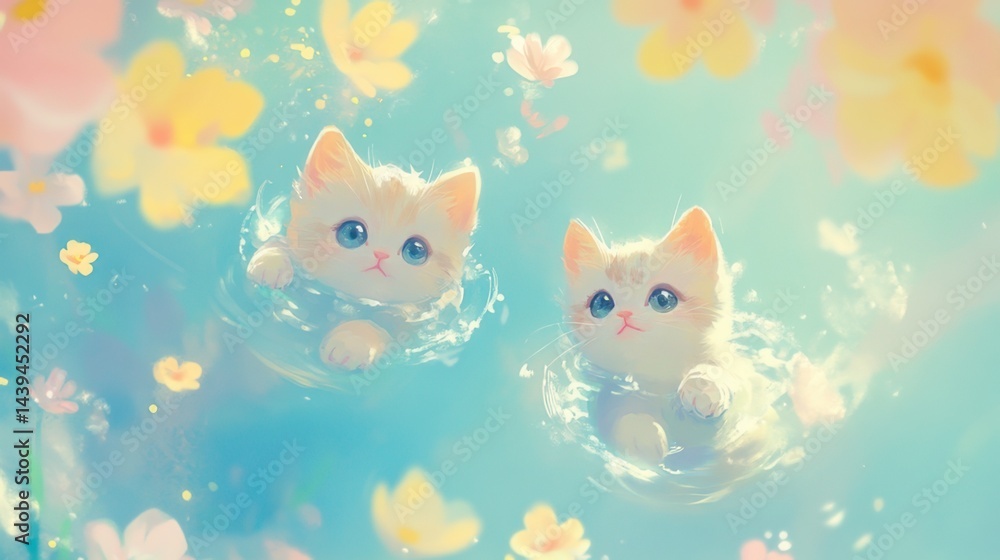 A soft pastel flower template with minimal cartoon animals around the border, sparkling stars in the background, dreamy atmosphere A soft pastel flower template with minimal cartoon animals around the border, sparkling stars in the background, dreamy atmosphere