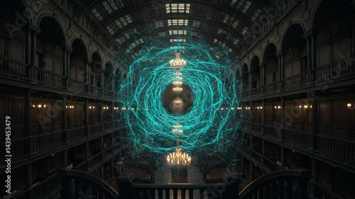 Mystical Portal in Grand Hall: A Digital Artwork