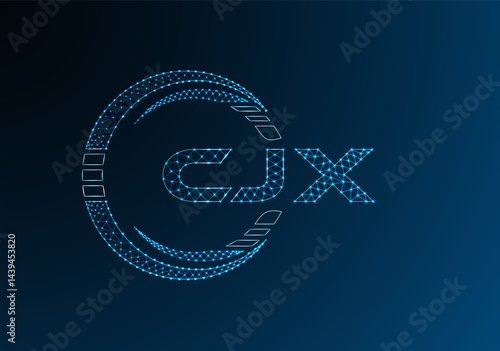 CJX low poly letter logo vector design. CJX lower poly logo design.