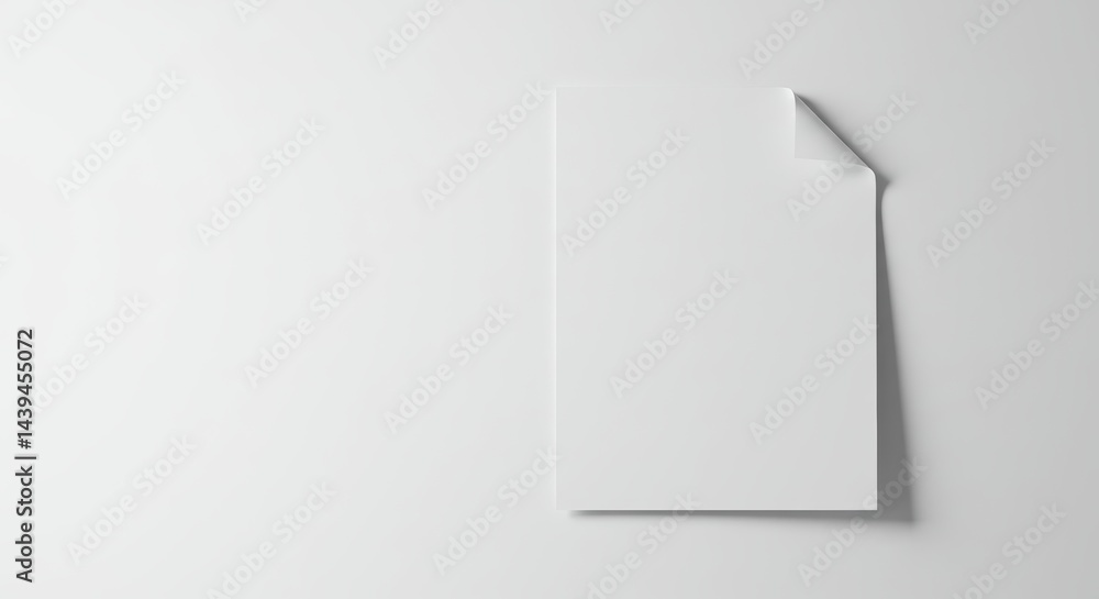 Summer Documents Blank Paper with Corner Fold on White Background Summer Documents Blank Paper with Corner Fold on White Background