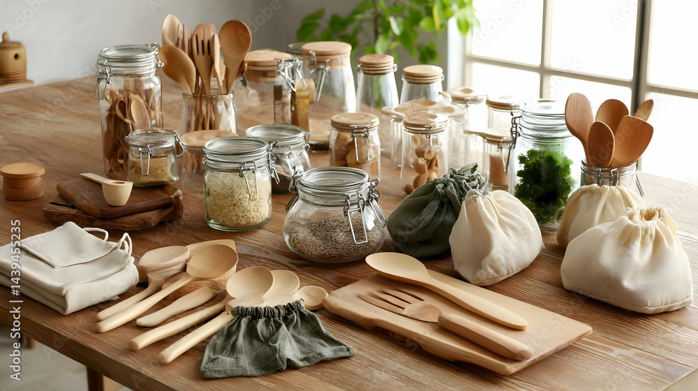 Eco-Conscious Kitchen Design with Glass Jars for Bulk Foods