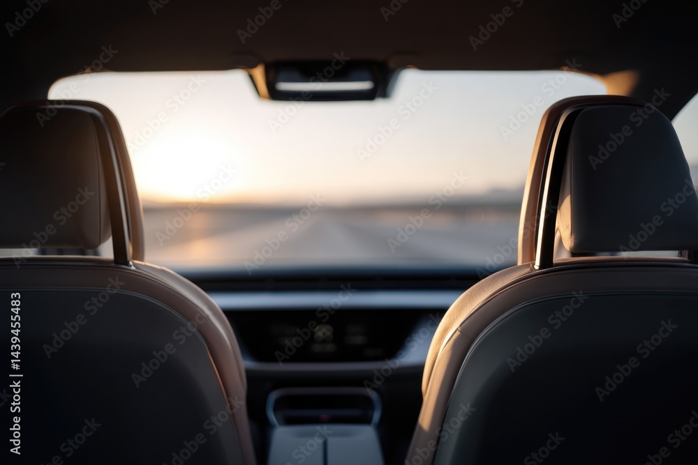 Fototapeta premium Serene interior view of car showcasing spaciousness and modern d