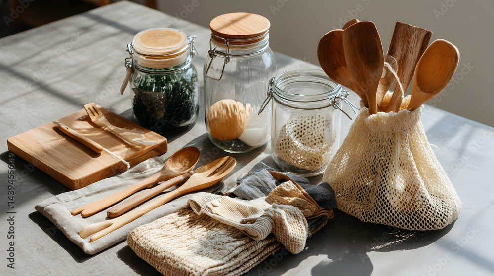 Sustainable Zero Waste Kitchen with Organized Glass Jar Storage