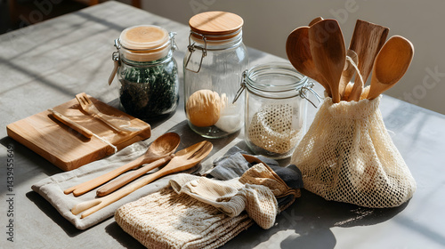 Obraz na płótnie Sustainable Zero Waste Kitchen with Organized Glass Jar Storage w salonie