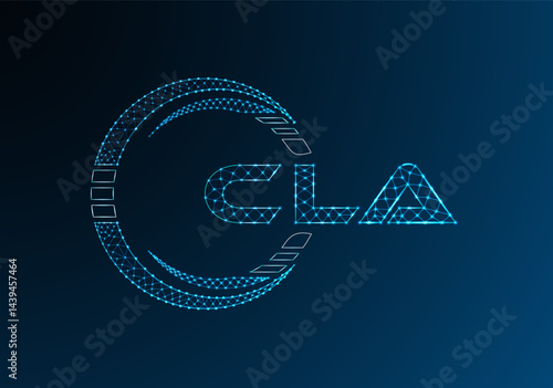 CLA low poly letter logo vector design. CLA lower poly logo design.