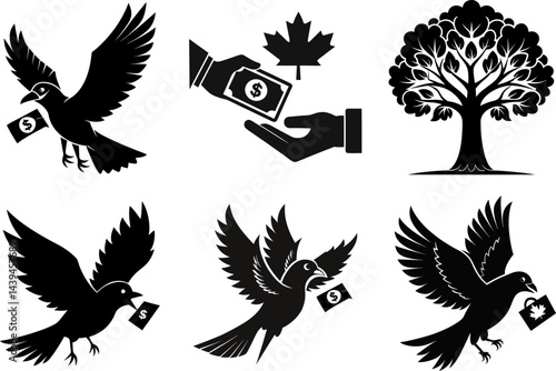 dollar, money converter, usd, usd to inr, currency, Collection of birds with money, hand exchanging currency, 