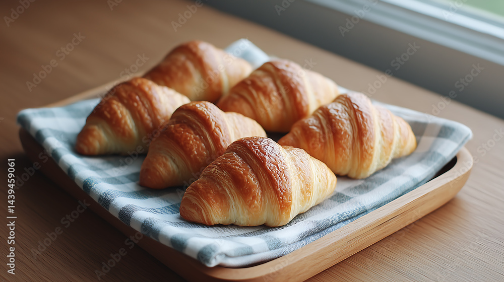 Croissants on Wooden Tray / 나무 쟁반 위 크루아상 Croissants on Wooden Tray / 나무 쟁반 위 크루아상