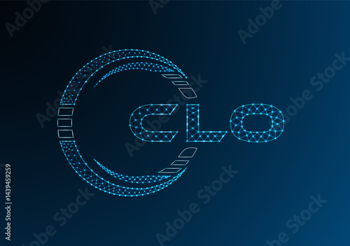 CLO low poly letter logo vector design. CLO lower poly logo design.