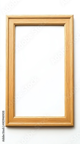 Empty wooden frame against a plain white background ready for artwork display or decoration