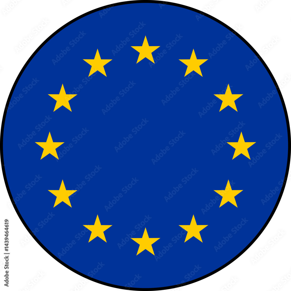 European Union flag icon on transparent background. Flag of Europe. Vector icon with black outline around the flag European Union flag icon on transparent background. Flag of Europe. Vector icon with black outline around the flag
