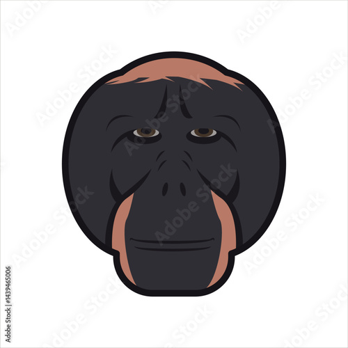 Orang Utan Head Icon in Flat Color Style