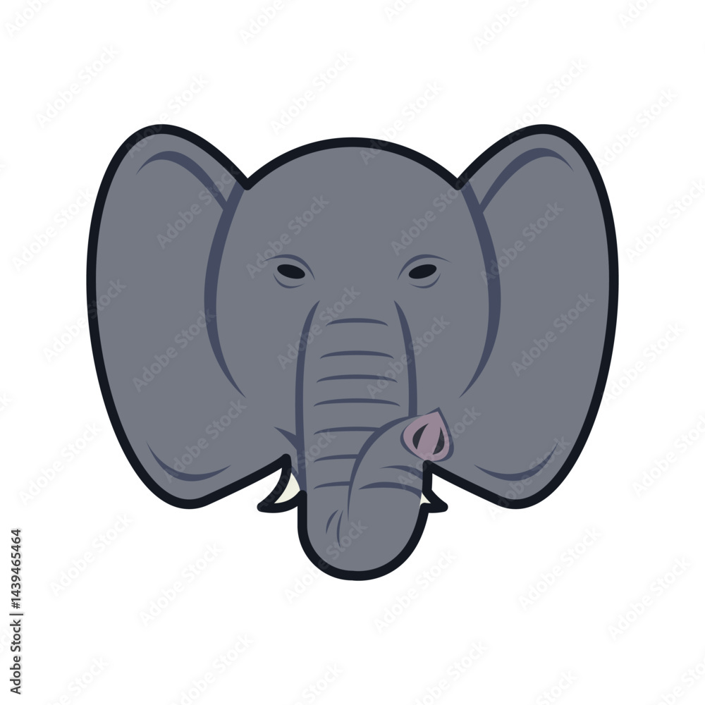 Fototapeta premium Elephant Head Icon in Flat Color Style