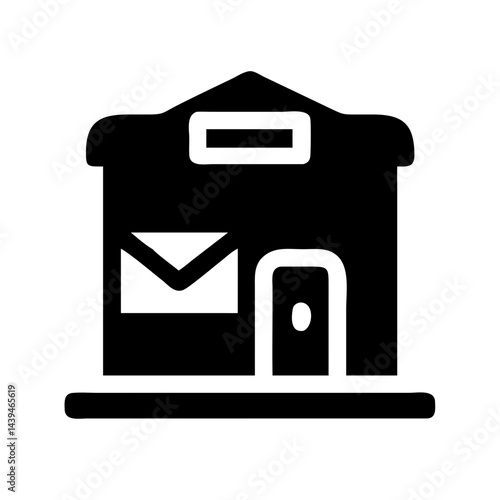 Post Office Icon Illustration in Black and White  