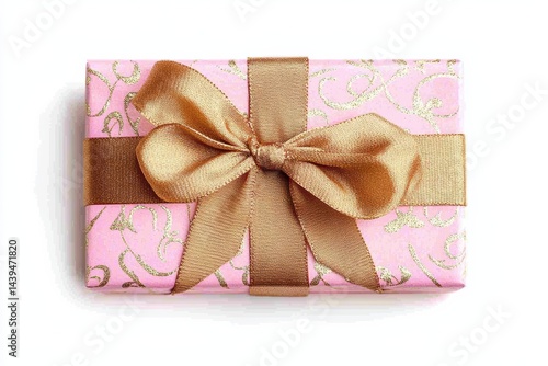 Wallpaper Mural Gift wrapped in pink with gold accents and a brown ribbon for a special occasion Torontodigital.ca