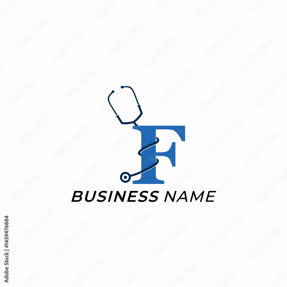 design logo creative letter F and stethoscope design logo creative letter F and stethoscope