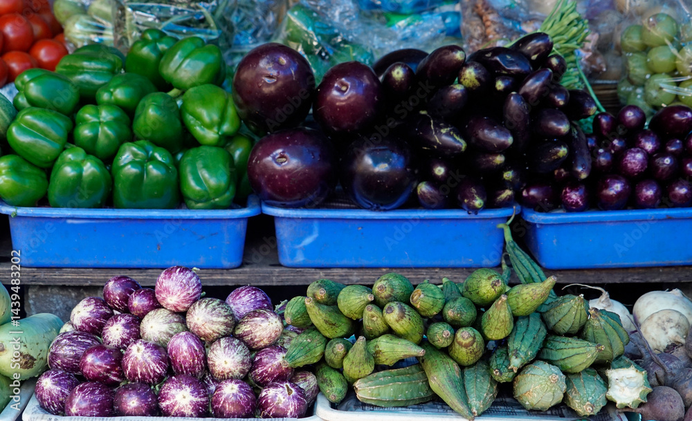 fresh vegetables on a local market in mumbai, india