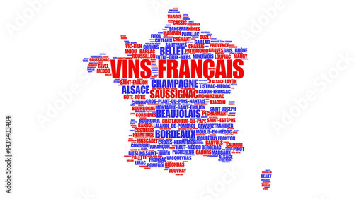 French wines on a conceptual map tag cloud 