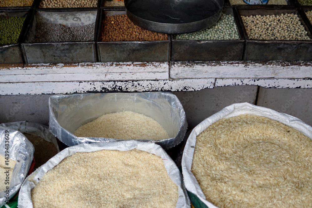 spices and herbs on a market in mumbai