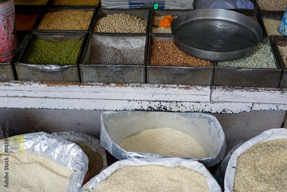 spices and herbs on a market in mumbai