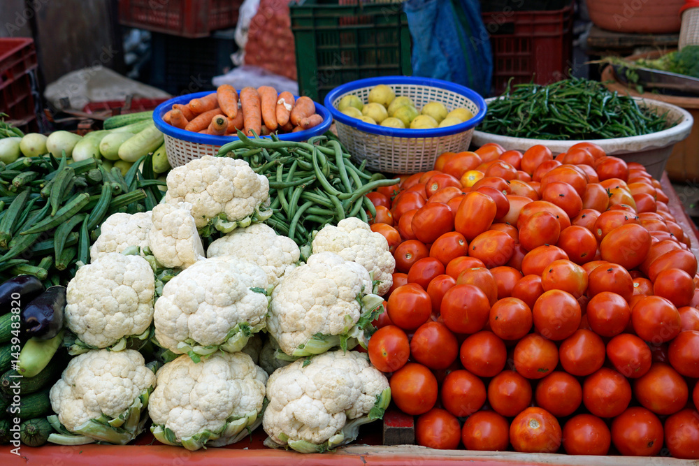fresh vegetables on a local market in mumbai, india