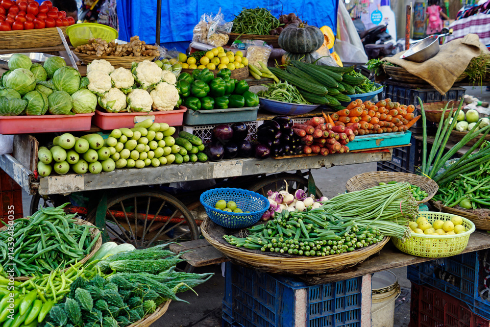 fresh vegetables on a local market in mumbai, india