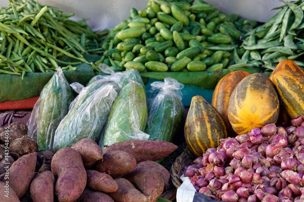 fresh vegetables on a local market in mumbai, india