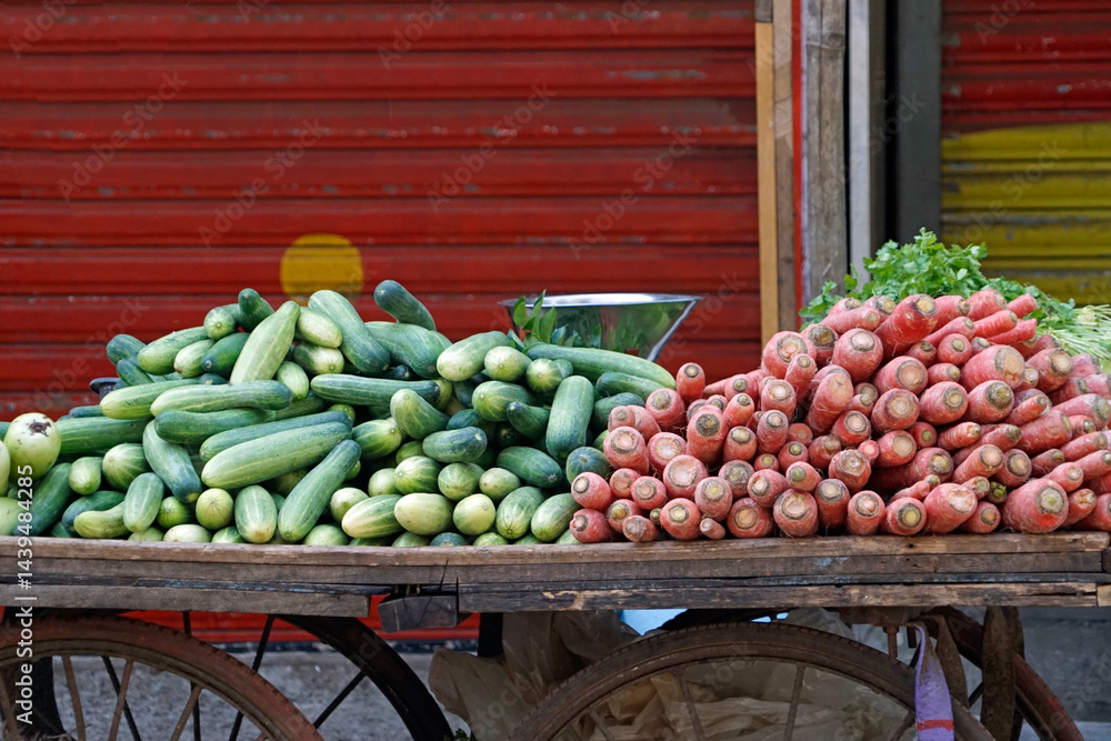 fresh vegetables on a local market in mumbai, india