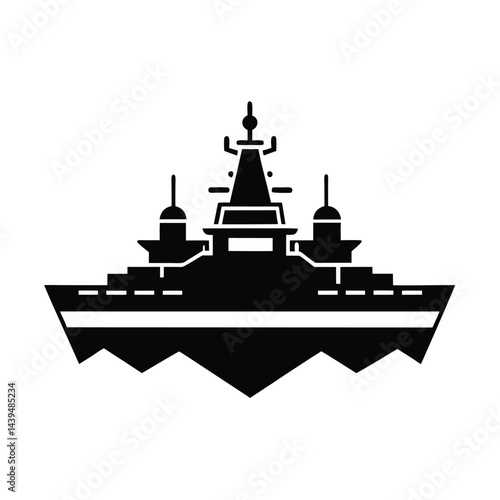 Powerful Navy Military Warship Silhouette Vector Icon