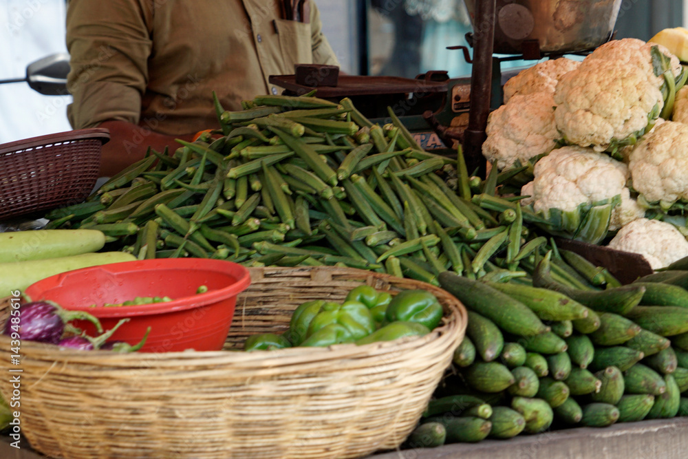 fresh vegetables on a local market in mumbai, india
