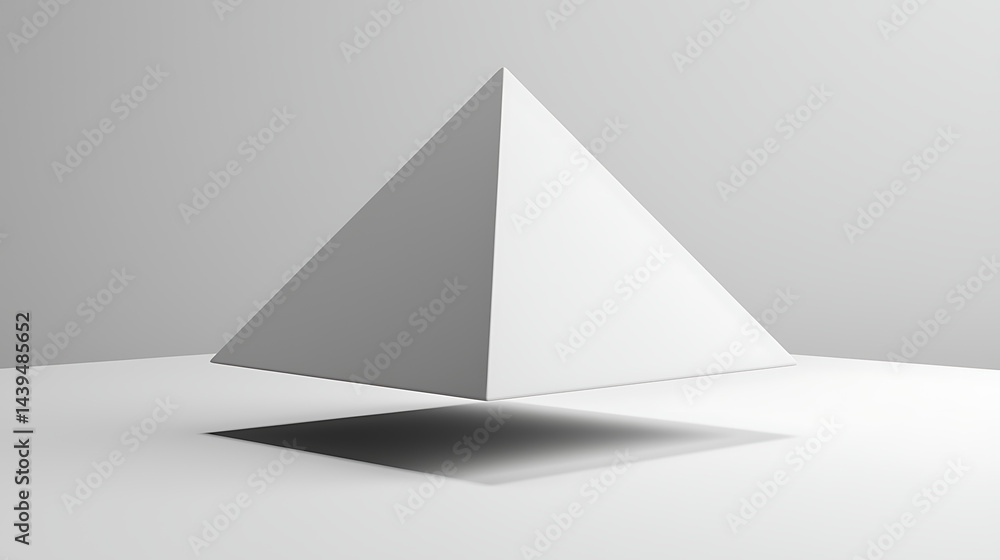 A white pyramid is shown in a white background A white pyramid is shown in a white background