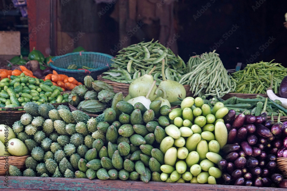 fresh vegetables on a local market in mumbai, india