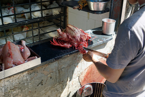 butcher on a local market in mumbai