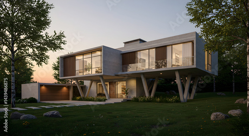Contemporary Minimalist Home With Architectural Design Amidst Tranquil Greenery