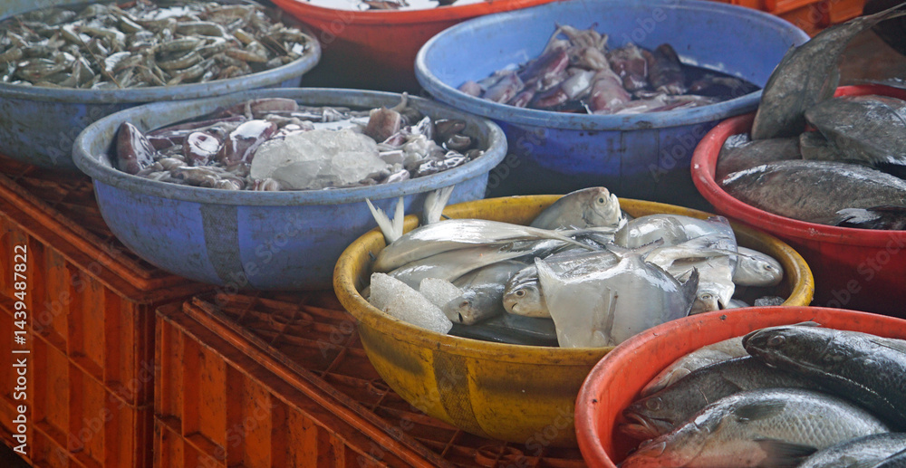 fish on a local market in mumbai