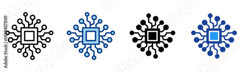 Microchip Icon Single Vector Collection 